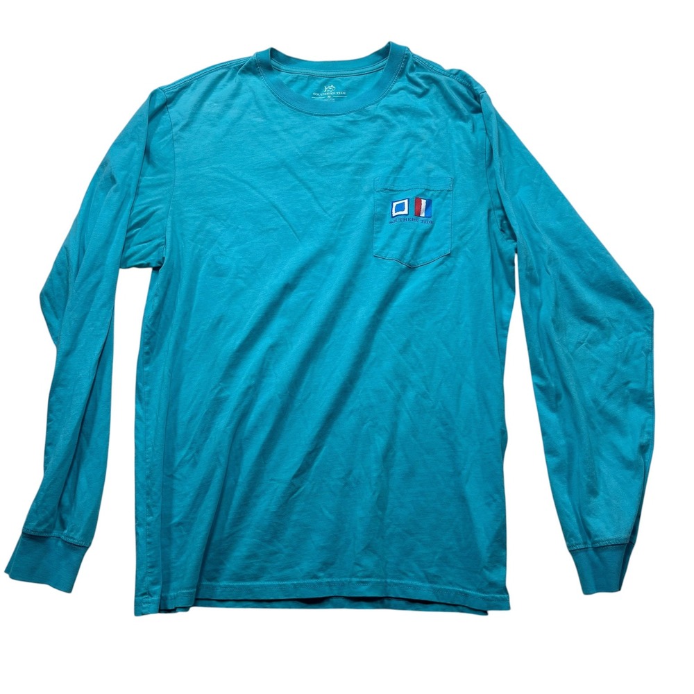 Southern Tide Mens Long Sleeve Pocket T-Shirt Nautical Signal Flags Size M #640